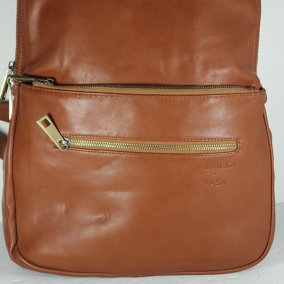 Fawn Design + Pask Faux Leather Large Brown Backpack Laptop Diaper Bag main image 5